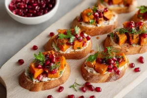 Sweet Potato Pomegranate Crostini Christmas Appetizer